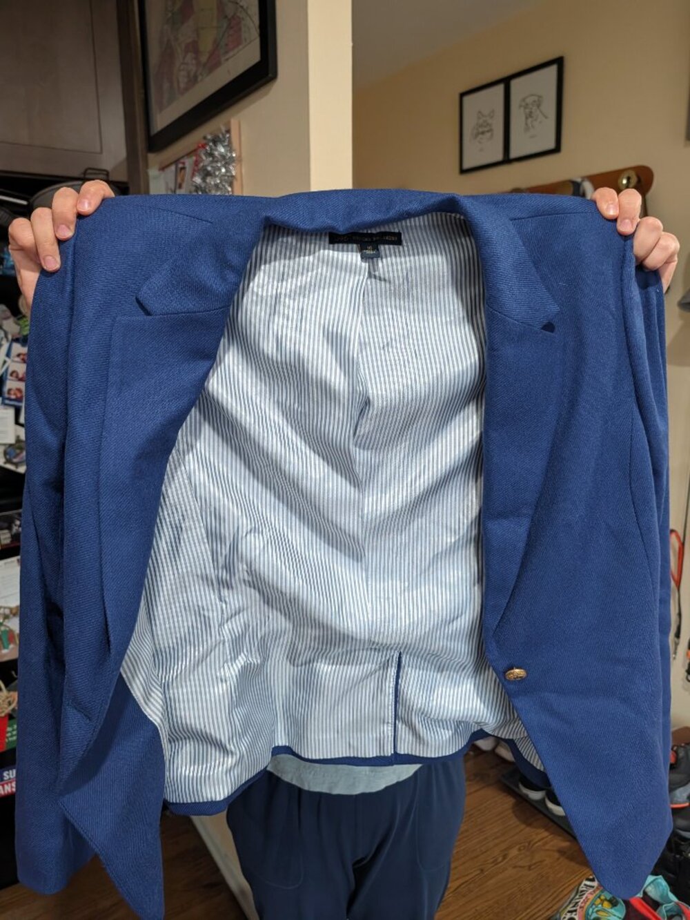Brooks Brothers Preppy Navy Single Breasted Gold Crest Button Blazer - 16